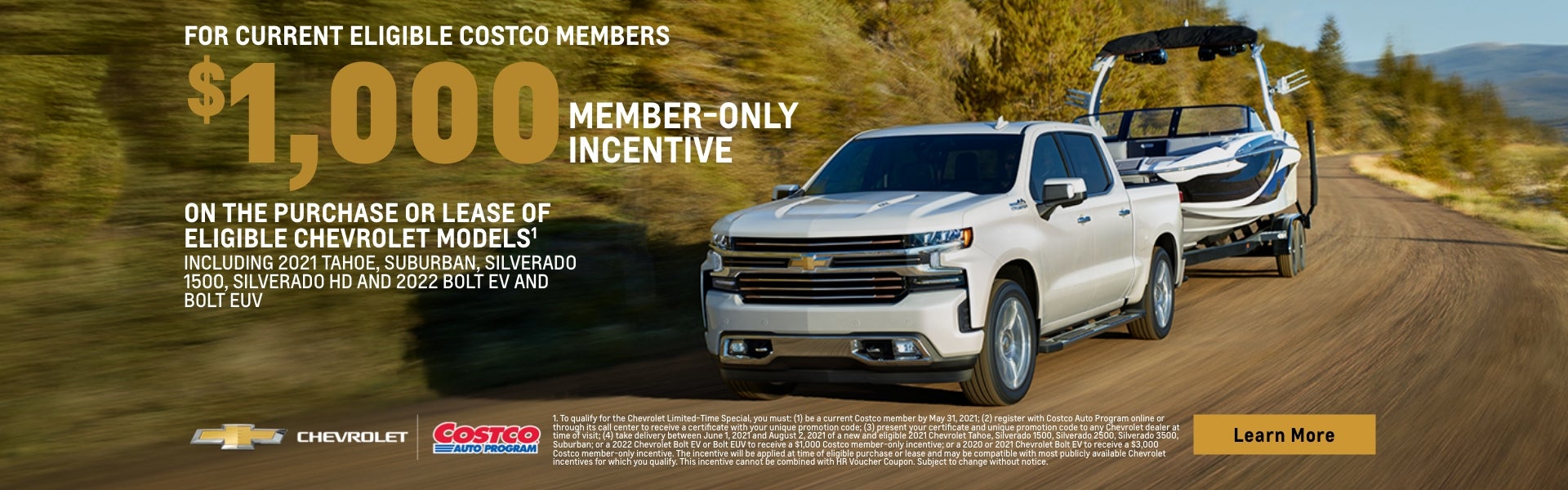 2021 Silverado 1500 $1,000 member-only incentive on the pu